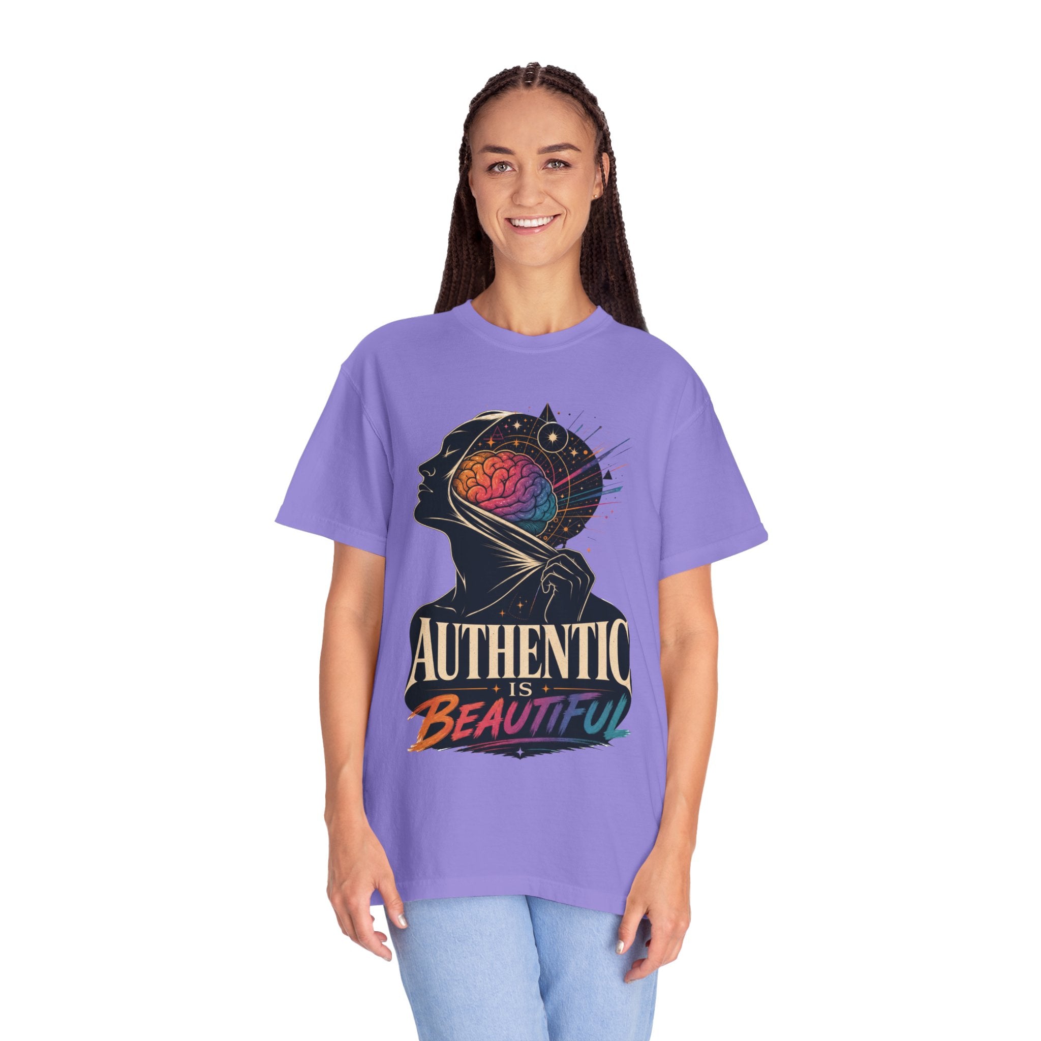 Authentic Is Beautiful Graphic T-Shirt — Pride Rainbow Mind Empowerment Tee