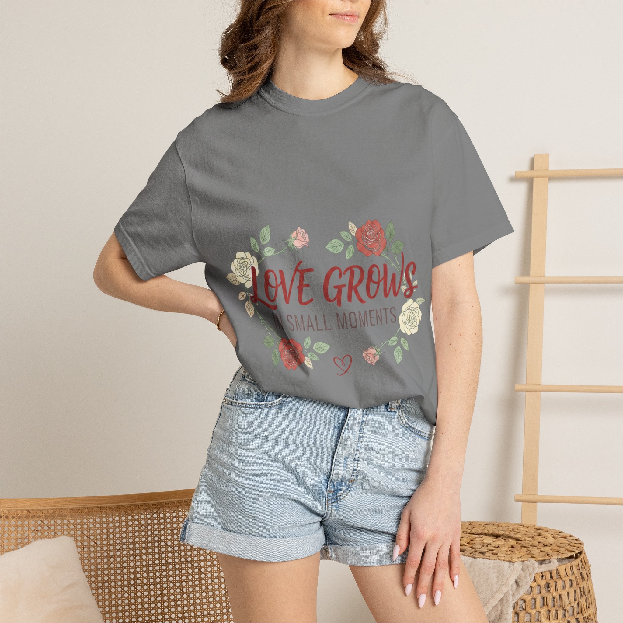 Love Grows T-Shirt — "Love Grows in Small Moments" Floral Tee