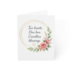 Greeting Cards – "Two hearts. One love. Countless blessings." Floral Wedding & Anniversary Card (1/10/30/50 pcs)
