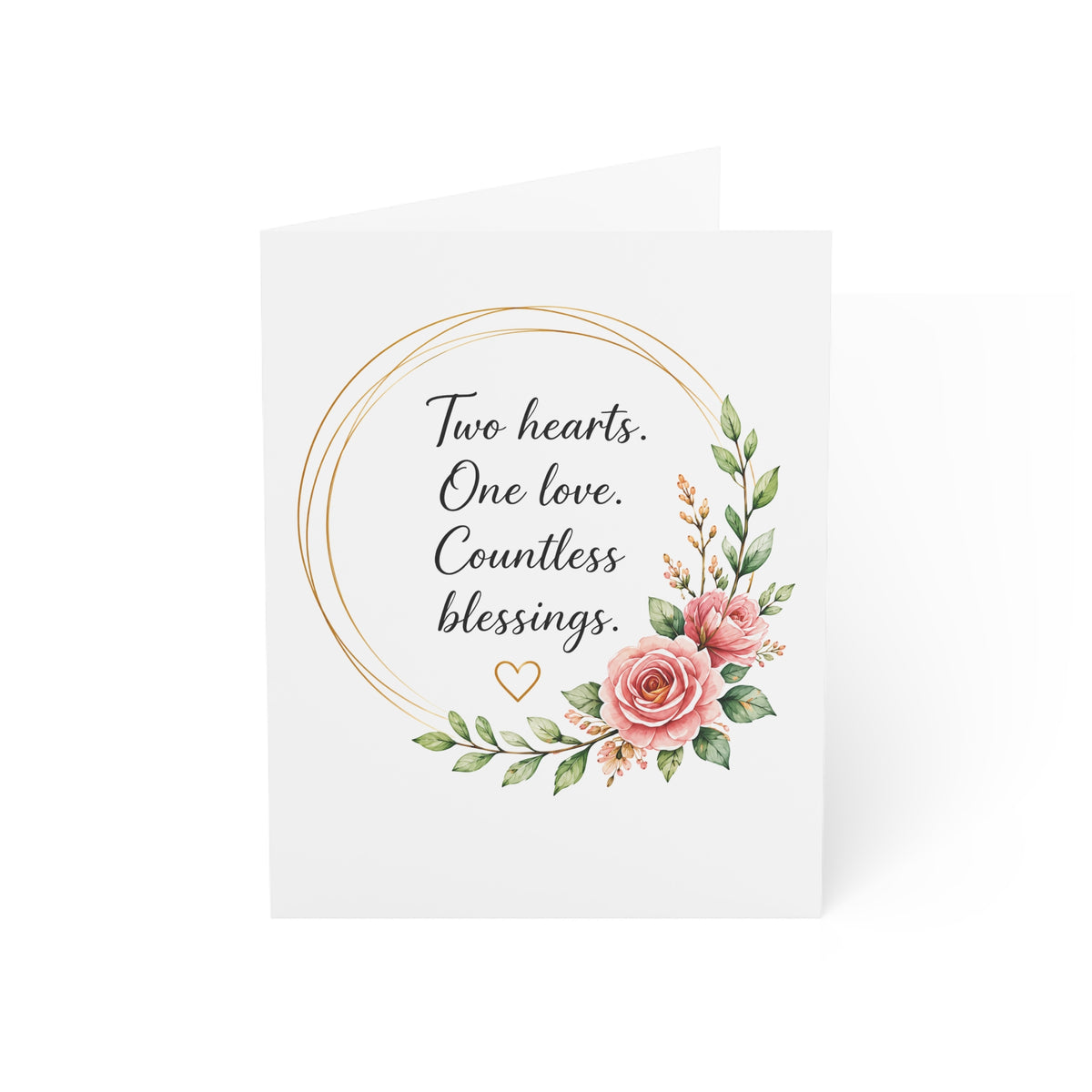 Greeting Cards – "Two hearts. One love. Countless blessings." Floral Wedding & Anniversary Card (1/10/30/50 pcs)