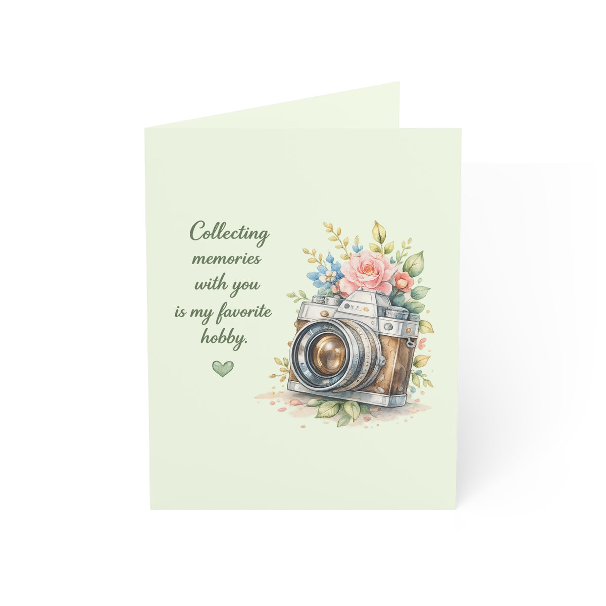 Photography Greeting Card – "Collecting memories with you is my favorite hobby" Floral Camera Card (Single or Bulk Packs)