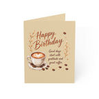 Happy Birthday Coffee Greeting Card — 'Good days start with gratitude and great coffee' (Single or Bulk Pack)