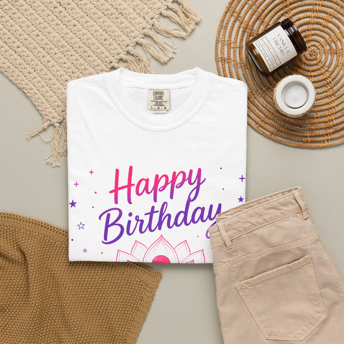 Happy Birthday Yoga Tee — Meditating Lotus Birthday Adult T-Shirt