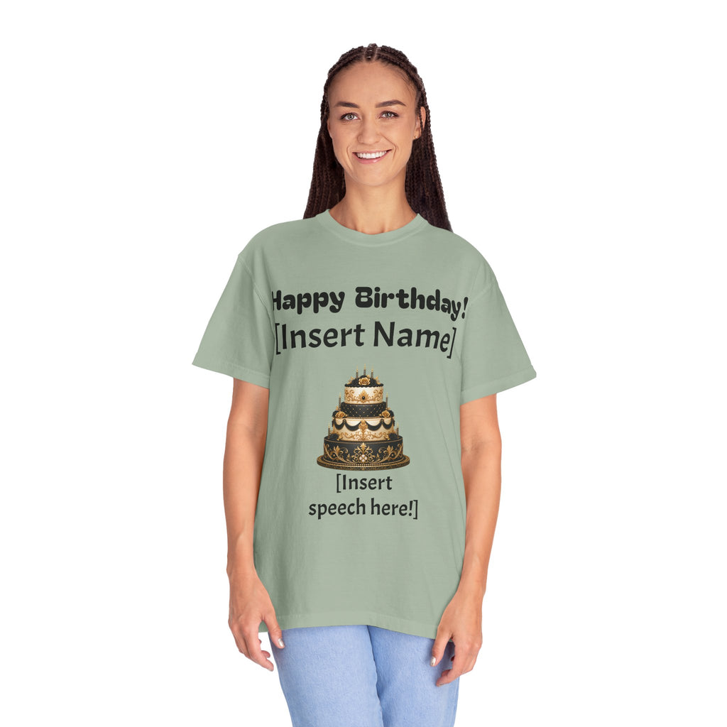 Birthday Cake Personalized T‑Shirt — "Happy Birthday! [Insert Name]" Customizable Tee