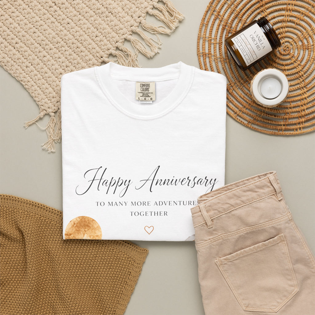 Anniversary Mountain Lake T-Shirt — "Happy Anniversary" Personalized Nature Tee
