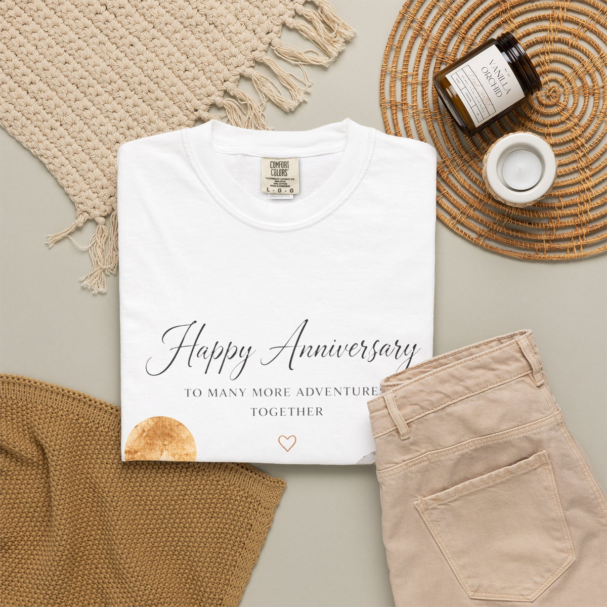 Anniversary Mountain Lake T-Shirt — "Happy Anniversary" Personalized Nature Tee