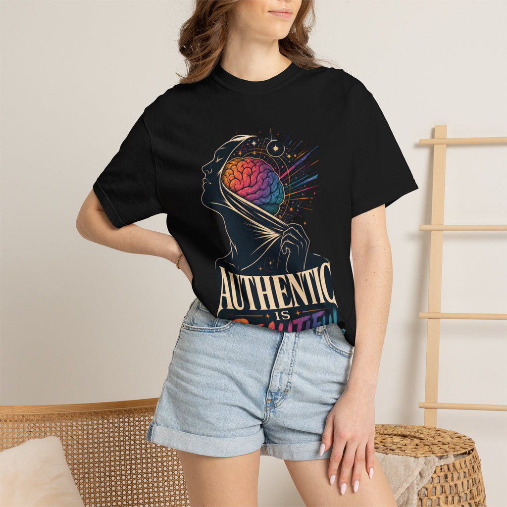 Authentic Is Beautiful Graphic T-Shirt — Pride Rainbow Mind Empowerment Tee