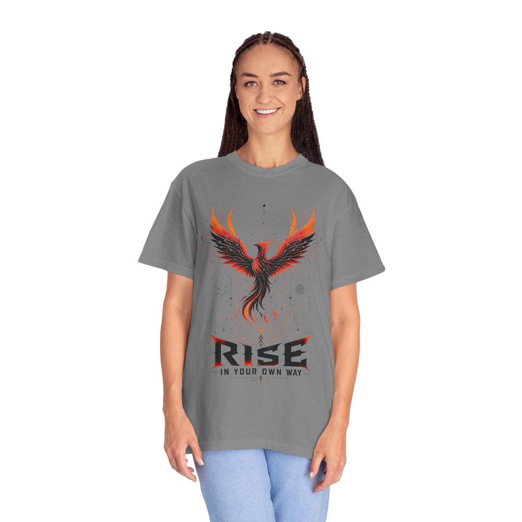 Phoenix Rise T-Shirt — "Rise In Your Own Way" Inspirational Graphic Tee