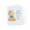 Baby Boy Greeting Card – "Little Prince" Teddy with Crown, Newborn, Baby Shower & Welcome Baby Card (Pack of 1/10/30/50)