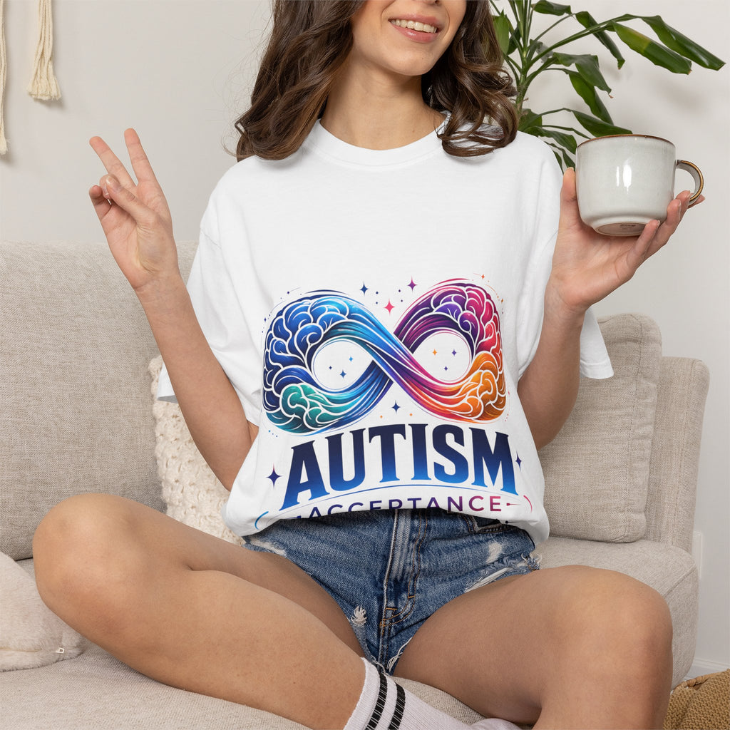 Autism Acceptance T-Shirt — Infinity Puzzle Rainbow Design