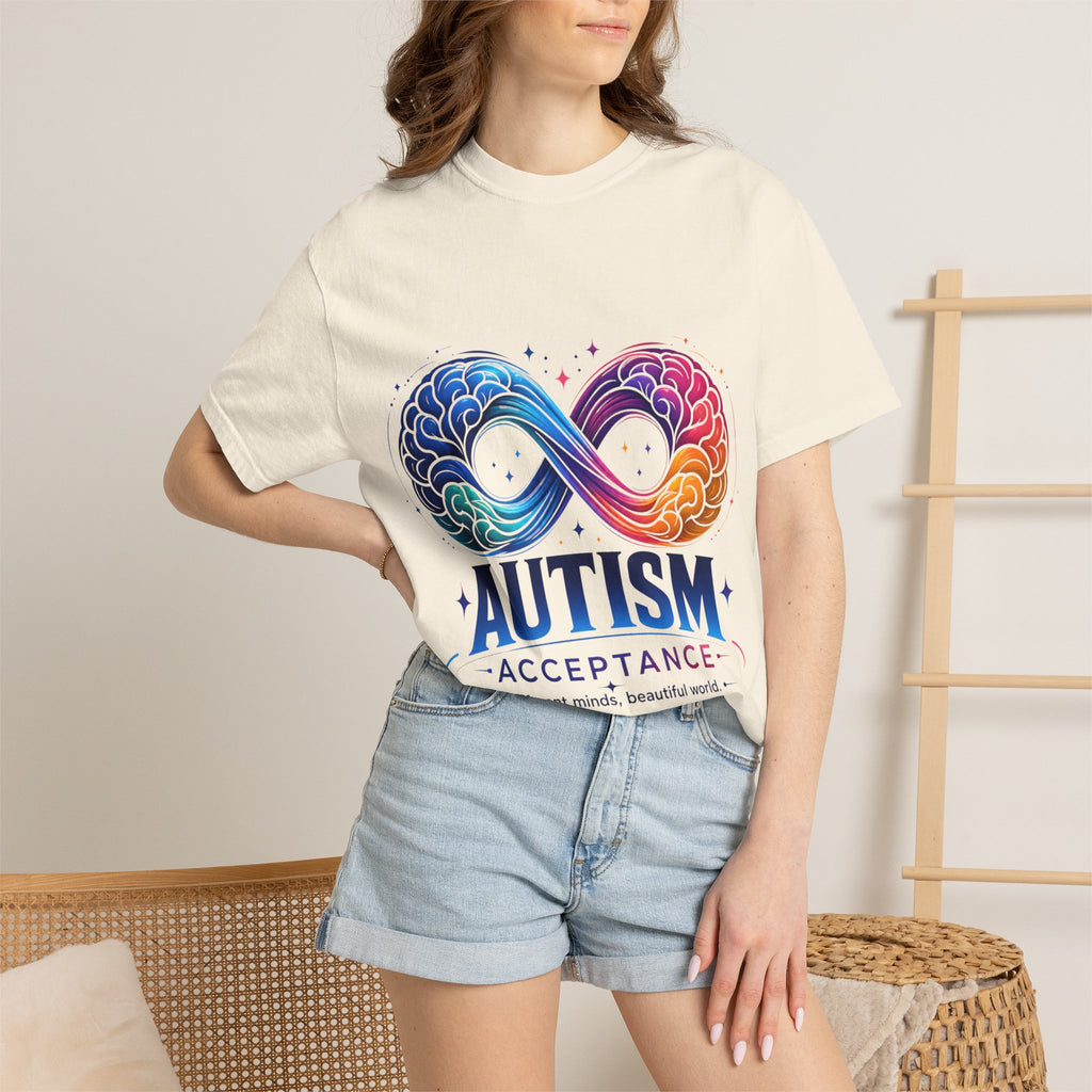 Autism Acceptance T-Shirt — Infinity Puzzle Rainbow Design