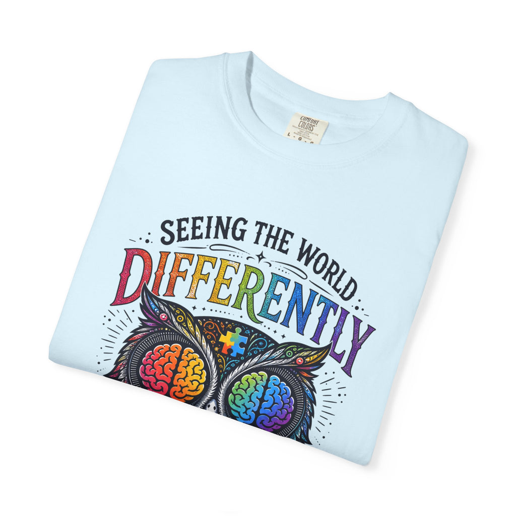Seeing the World Differently Owl T-Shirt — Colorful Psychedelic Autism Awareness Tee