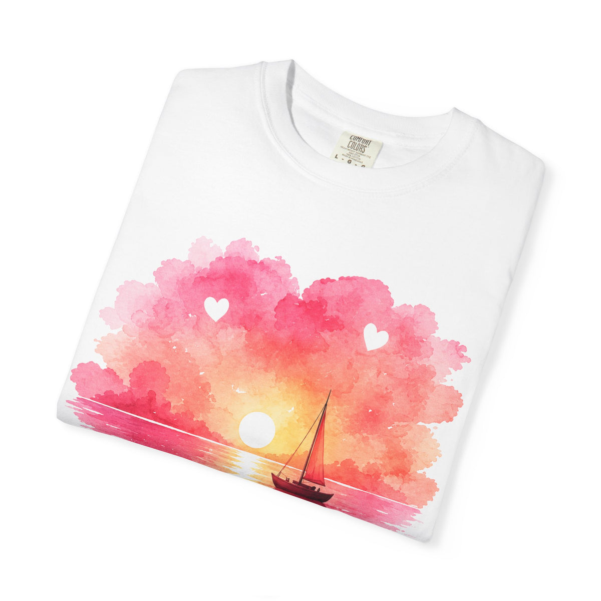 Anniversary T-Shirt — Romantic Sunset Sail "Happy Anniversary"