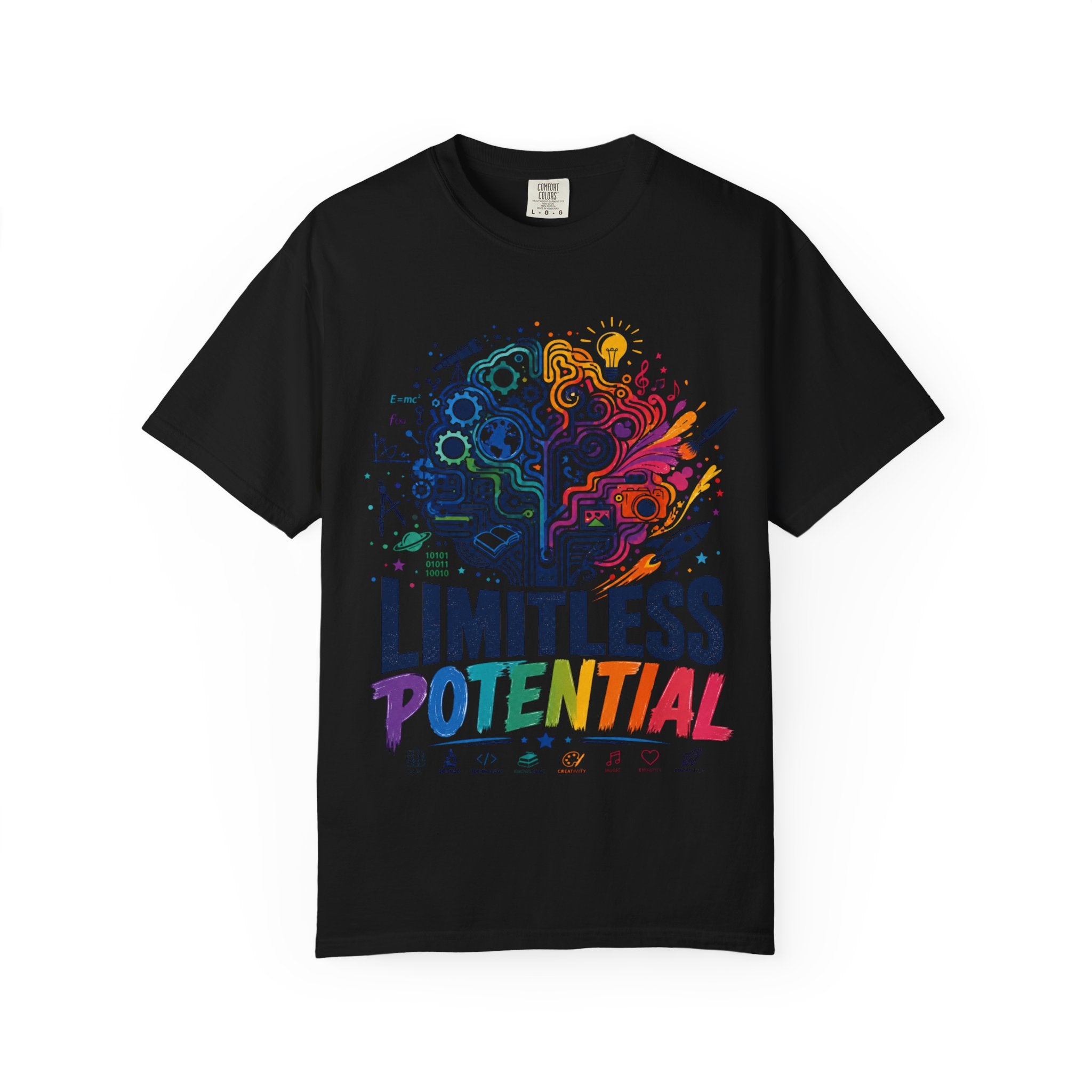 Limitless Potential T-Shirt — Inspirational Brain & Rainbow Design