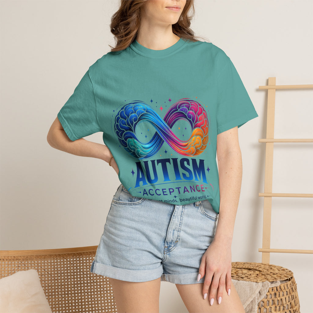 Autism Acceptance T-Shirt — Infinity Puzzle Rainbow Design