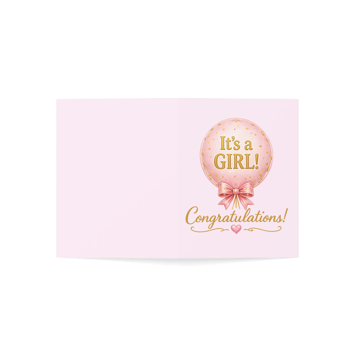 Baby Girl Congratulations Card — "It's a GIRL!" Newborn Greeting Card (Single or Bulk)