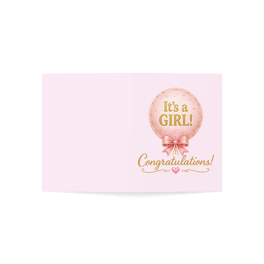 Baby Girl Congratulations Card — "It's a GIRL!" Newborn Greeting Card (Single or Bulk)