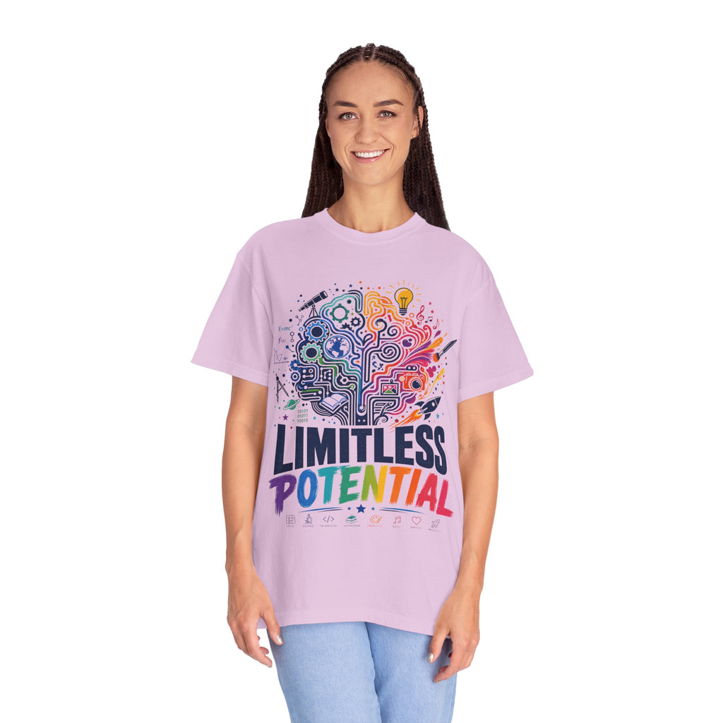 Limitless Potential T-Shirt — Inspirational Brain & Rainbow Design