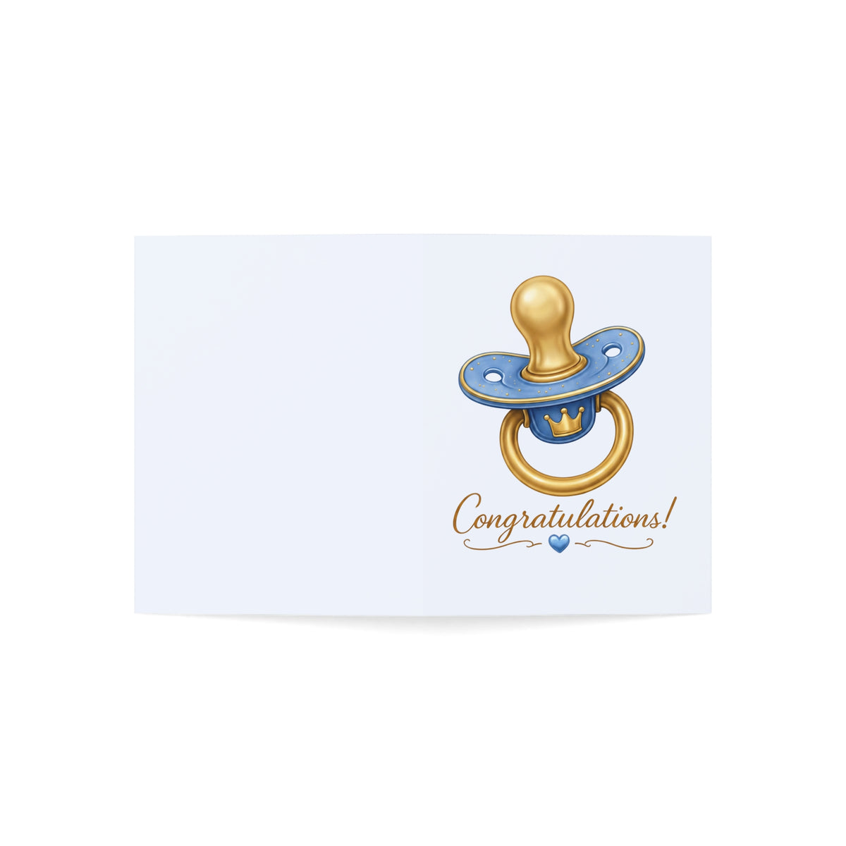 Baby Boy Pacifier "Congratulations" Greeting Card — New Baby Shower Card (1–50 pcs)