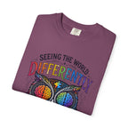 Seeing the World Differently Owl T-Shirt — Colorful Psychedelic Autism Awareness Tee