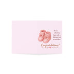 New Baby Girl Congratulations Card — Pink Booties Greeting Card (Pack of 1/10/30/50)