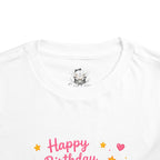1st Birthday Toddler Tee — "Happy Birthday" Pink Cookie Number 1 with Cupcakes & Ice Cream