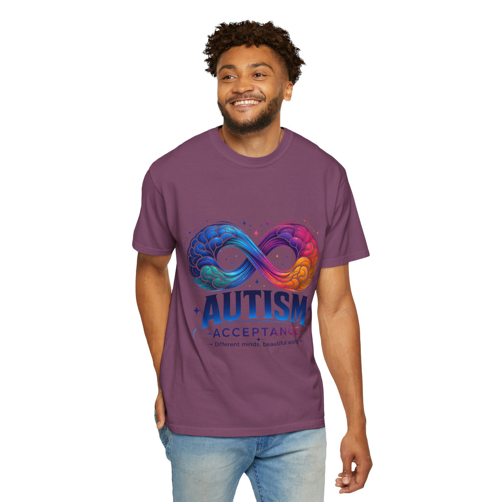 Autism Acceptance T-Shirt — Infinity Puzzle Rainbow Design
