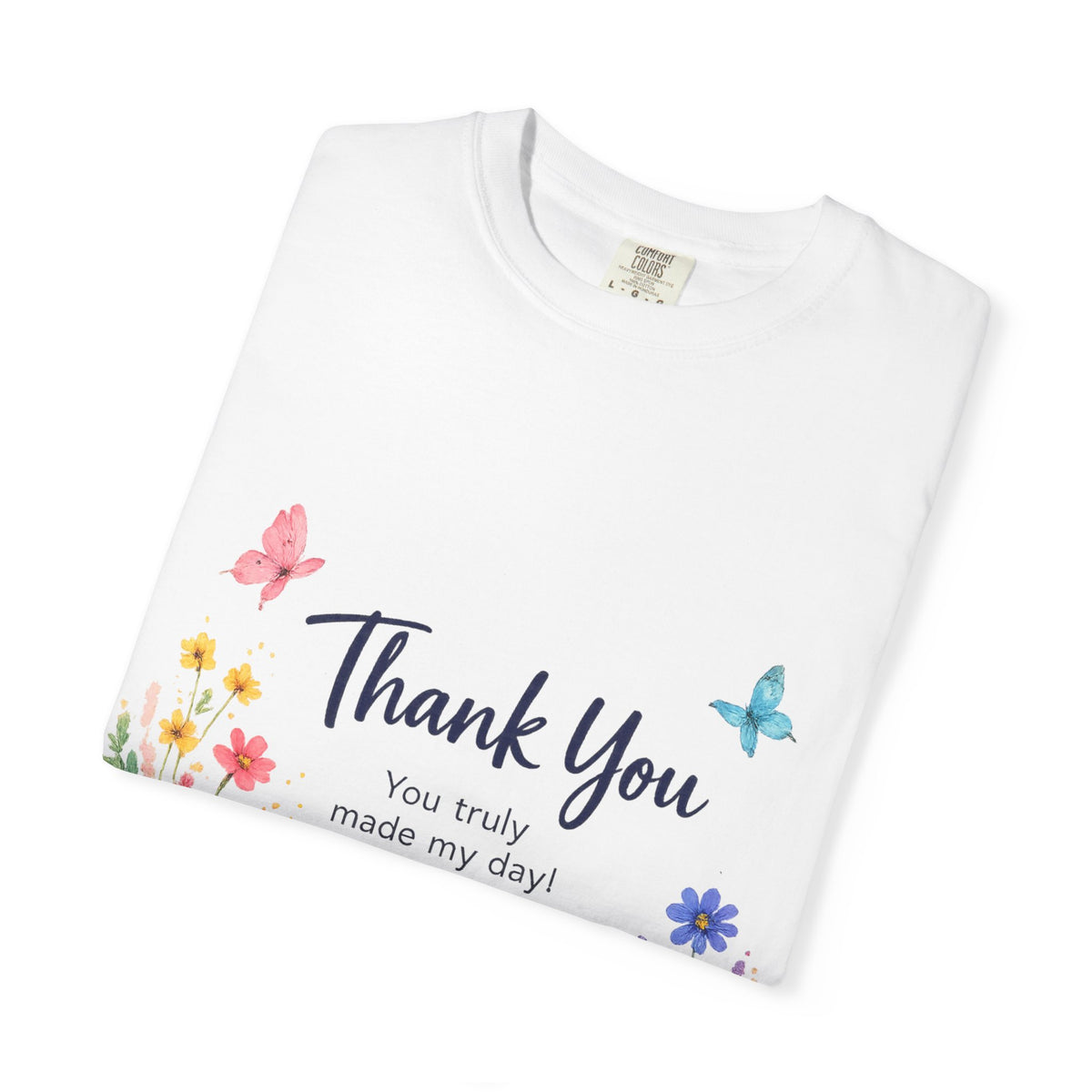 Thank You Floral T-Shirt — Watercolor Wildflower & Butterflies Gift Tee