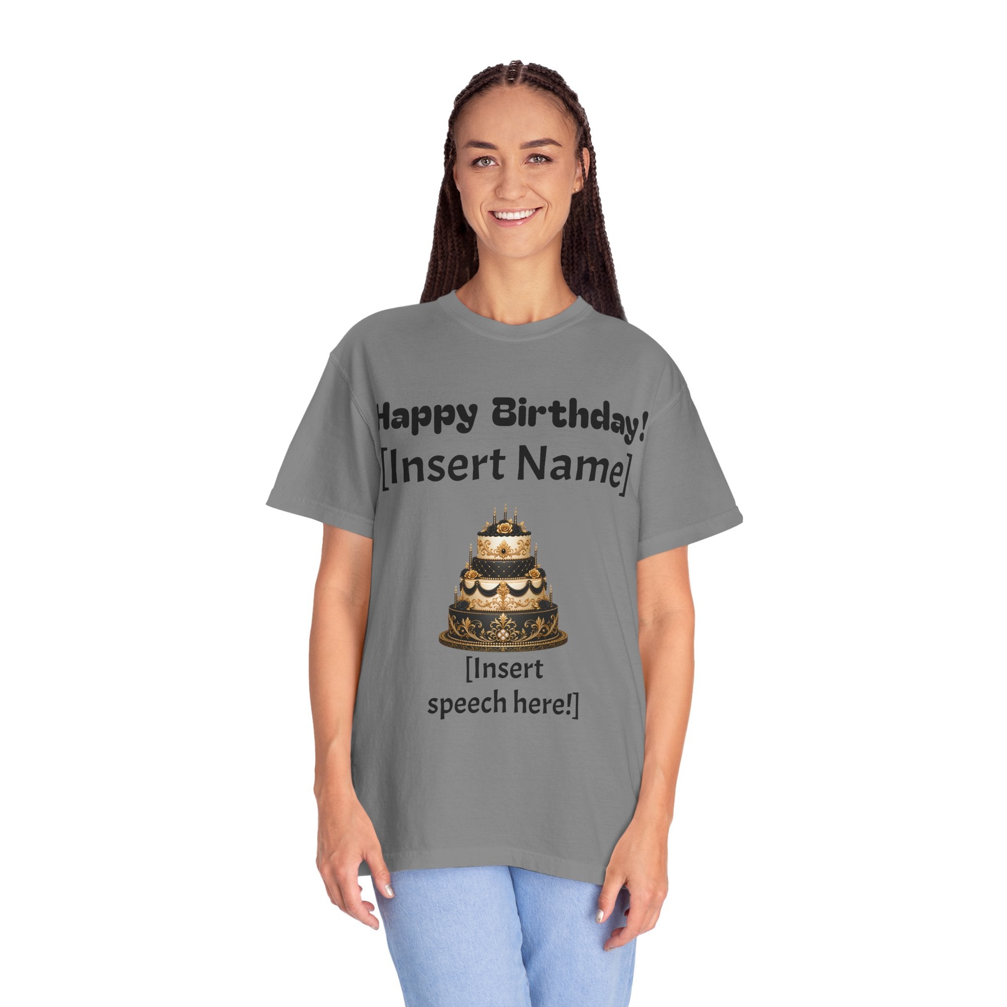 Birthday Cake Personalized T‑Shirt — "Happy Birthday! [Insert Name]" Customizable Tee