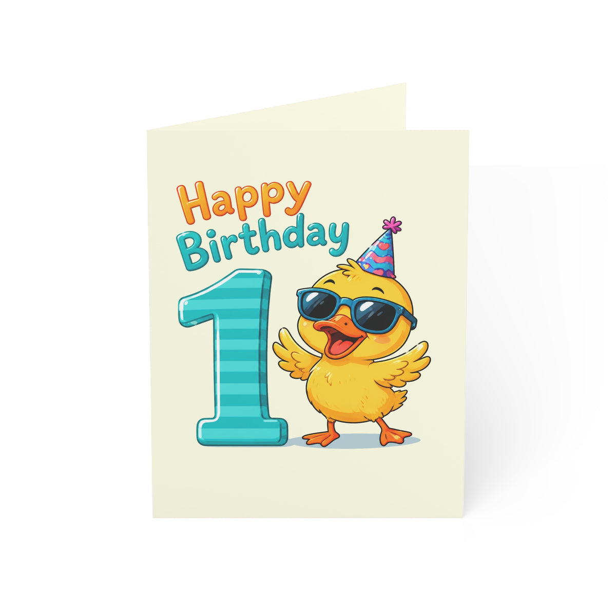 First Birthday Card - Cute Cool Chick 1st Birthday Greeting Card (1/10/30/50 Pack)