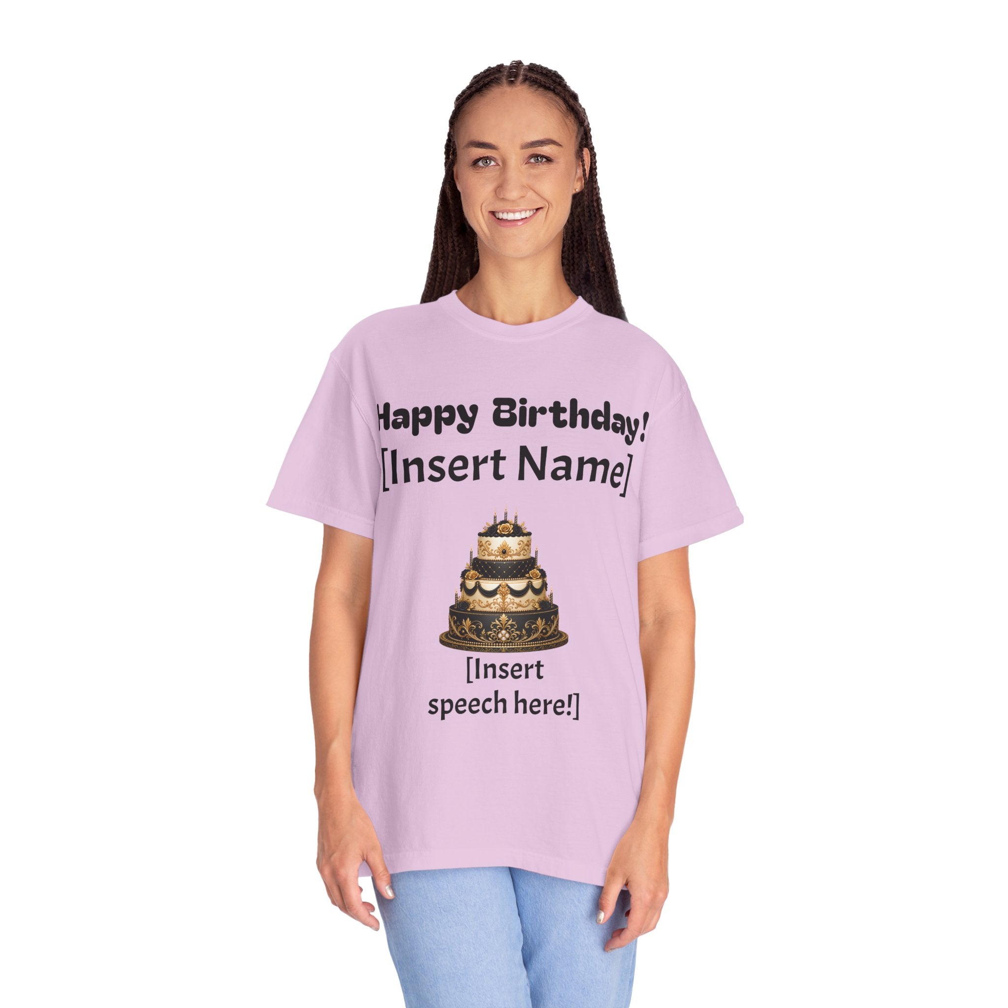 Birthday Cake Personalized T‑Shirt — "Happy Birthday! [Insert Name]" Customizable Tee