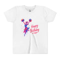 Youth Tee — Colorful Cheerleader 'Happy Birthday' Graphic