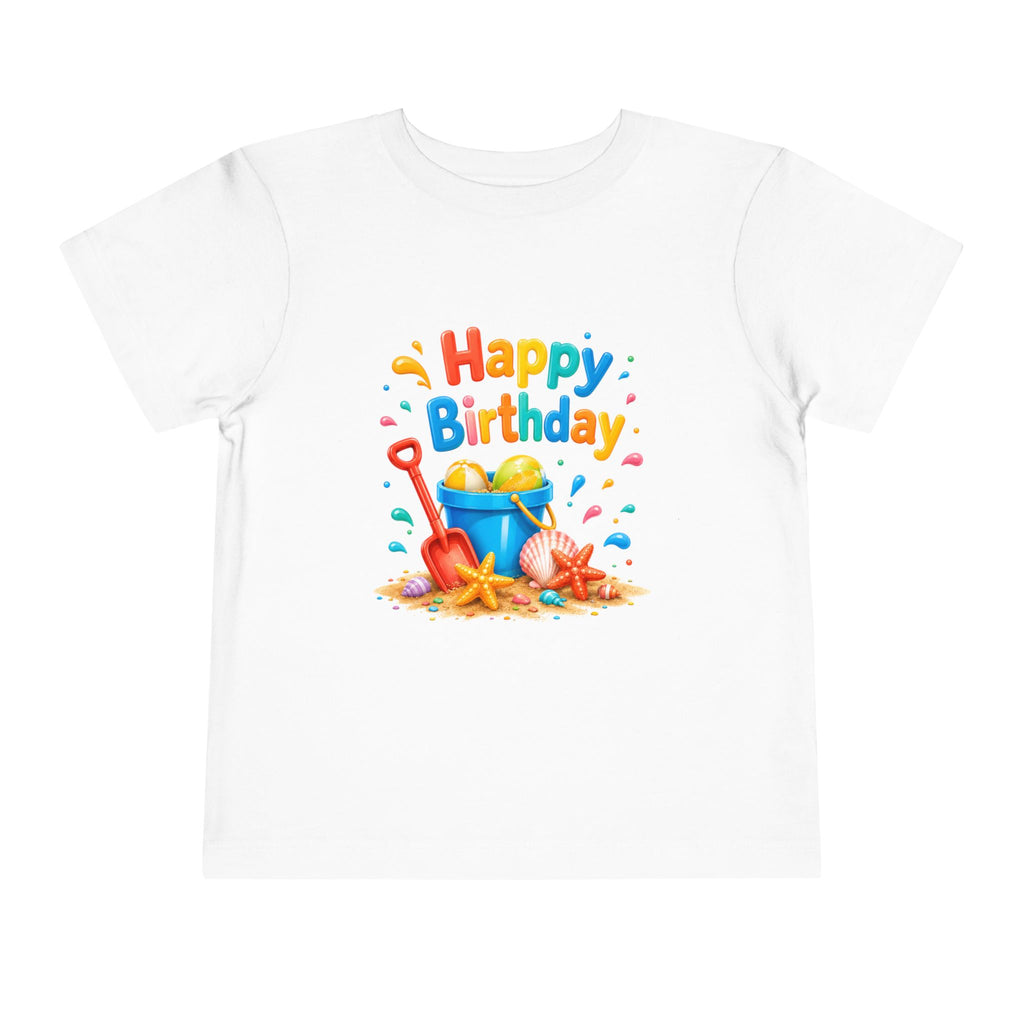 Happy Birthday Toddler Tee – Beach Bucket & Sand Toys Kids Birthday Shirt
