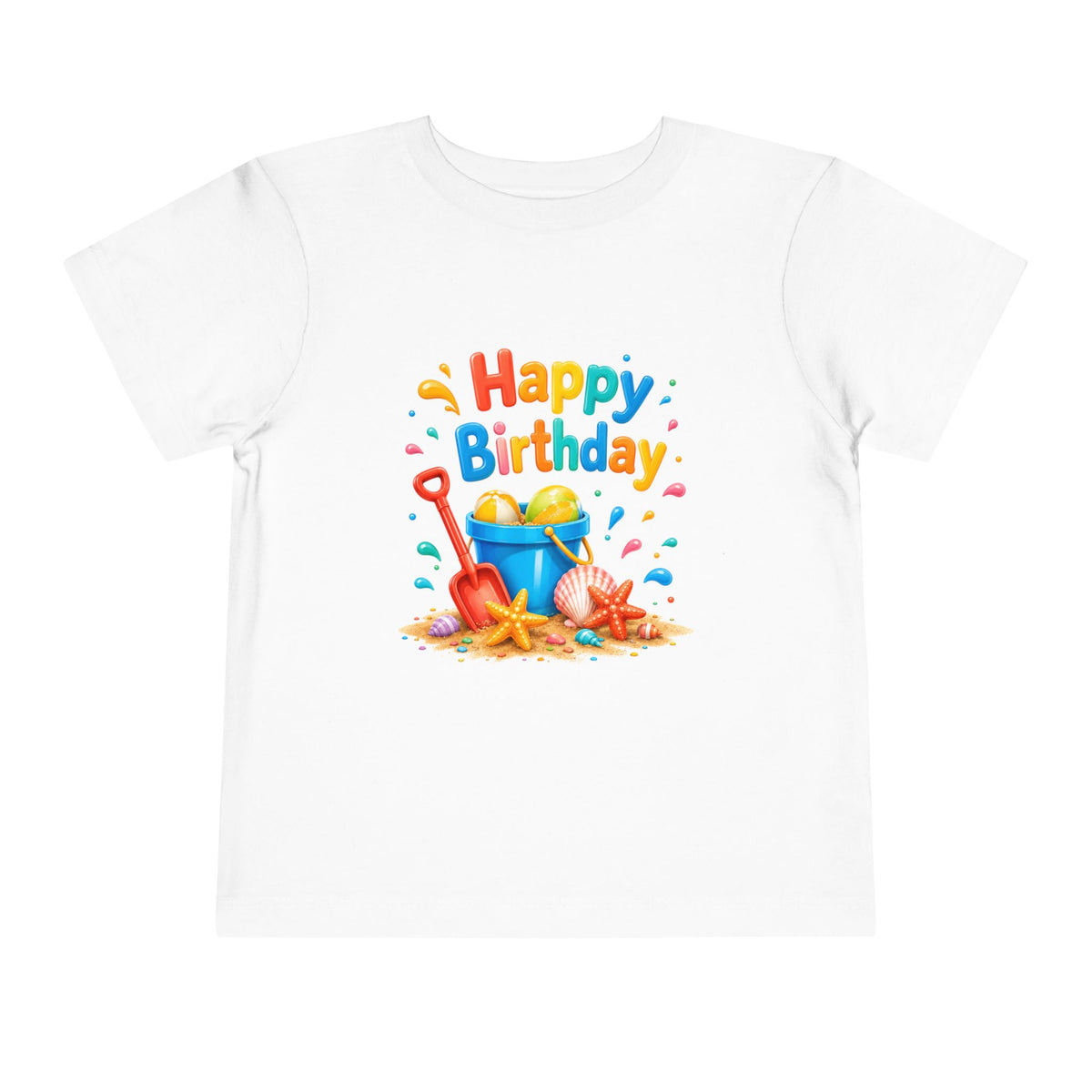 Happy Birthday Toddler Tee – Beach Bucket & Sand Toys Kids Birthday Shirt