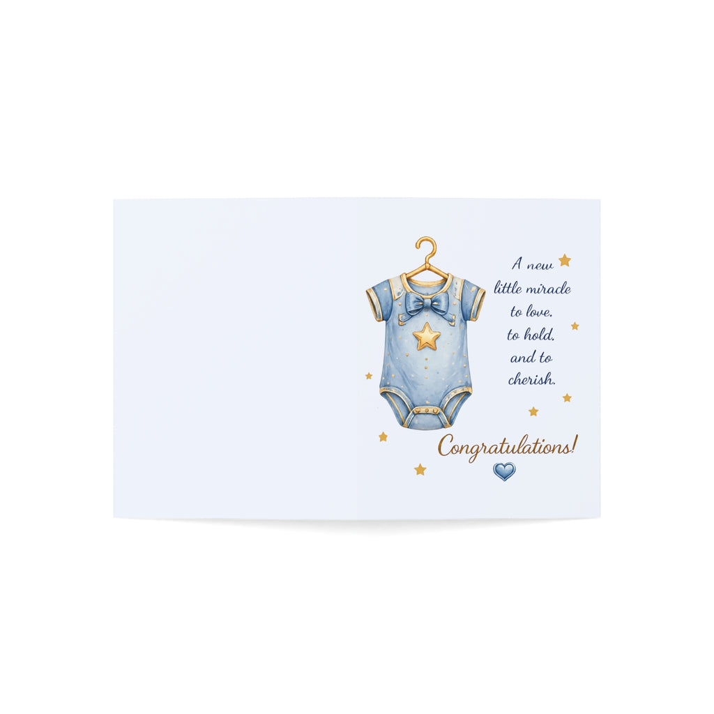 Baby Boy Congratulations Card – Newborn Onesie Greeting Card (Pack of 1/10/30/50)