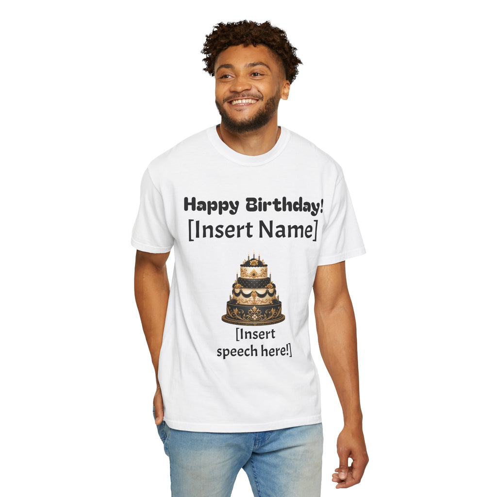Birthday Cake Personalized T‑Shirt — "Happy Birthday! [Insert Name]" Customizable Tee