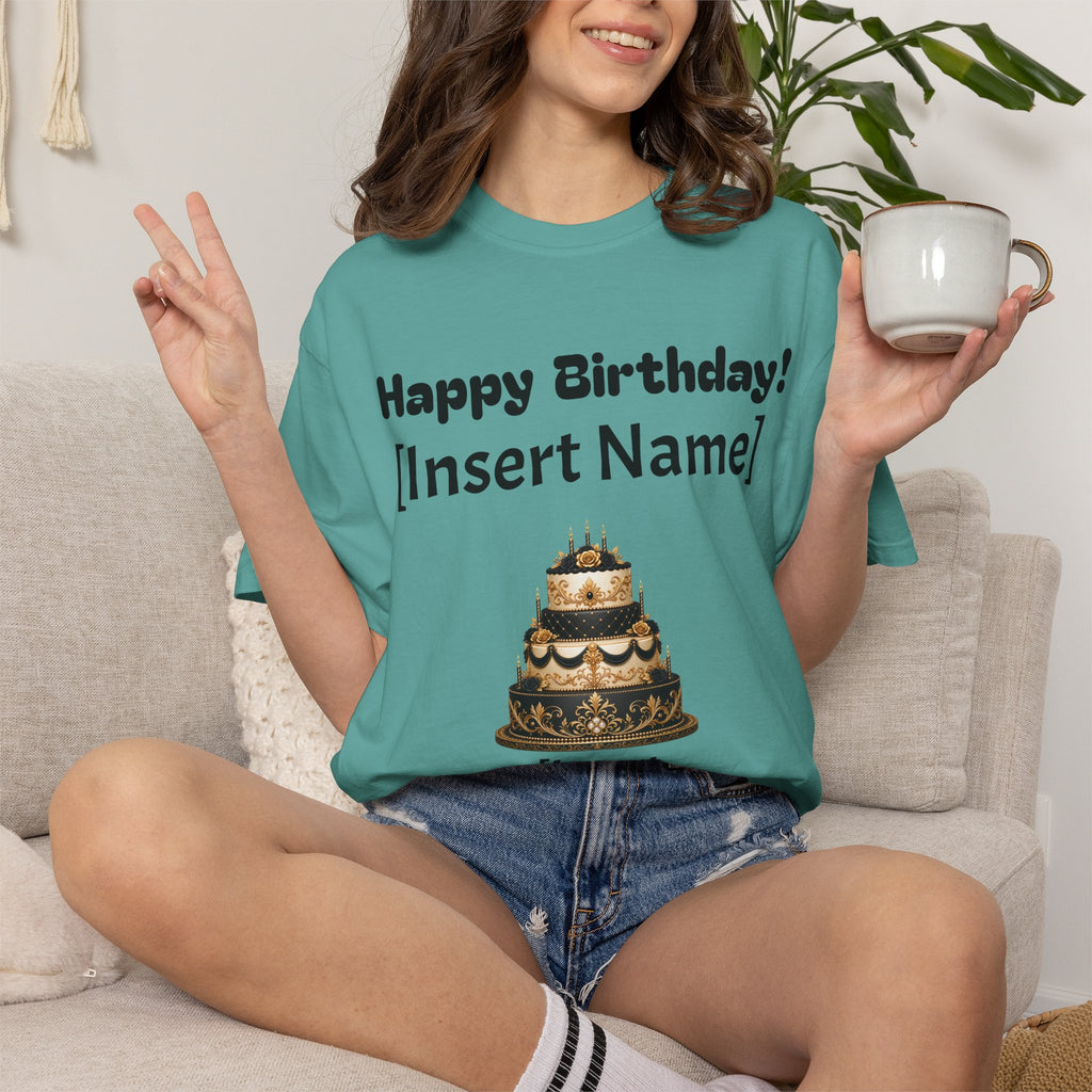 Birthday Cake Personalized T‑Shirt — "Happy Birthday! [Insert Name]" Customizable Tee