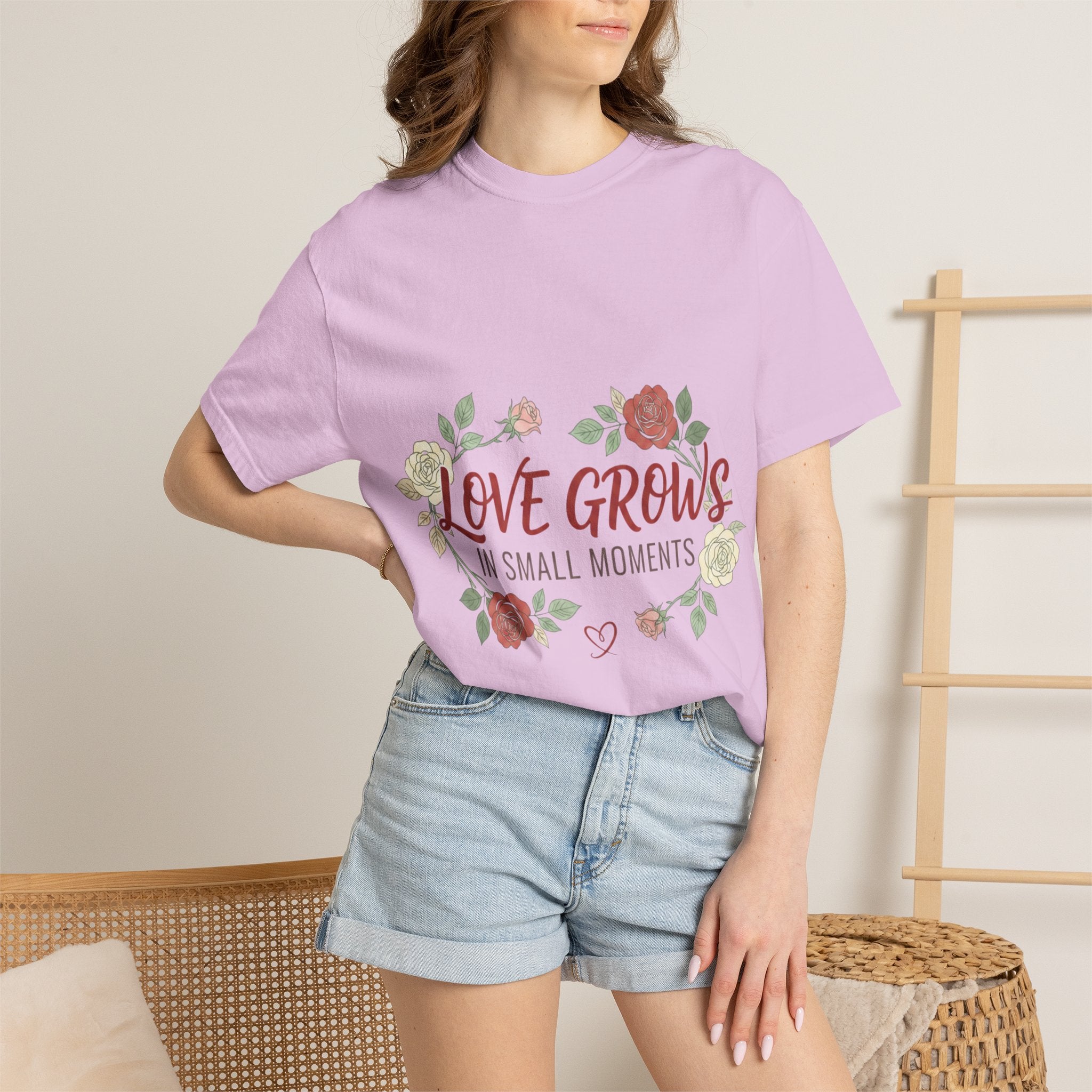 Love Grows T-Shirt — "Love Grows in Small Moments" Floral Tee