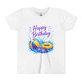 Youth Tee - "Happy Birthday" Pool Party Kids T-Shirt with Beach Ball, Swim Ring & Goggles