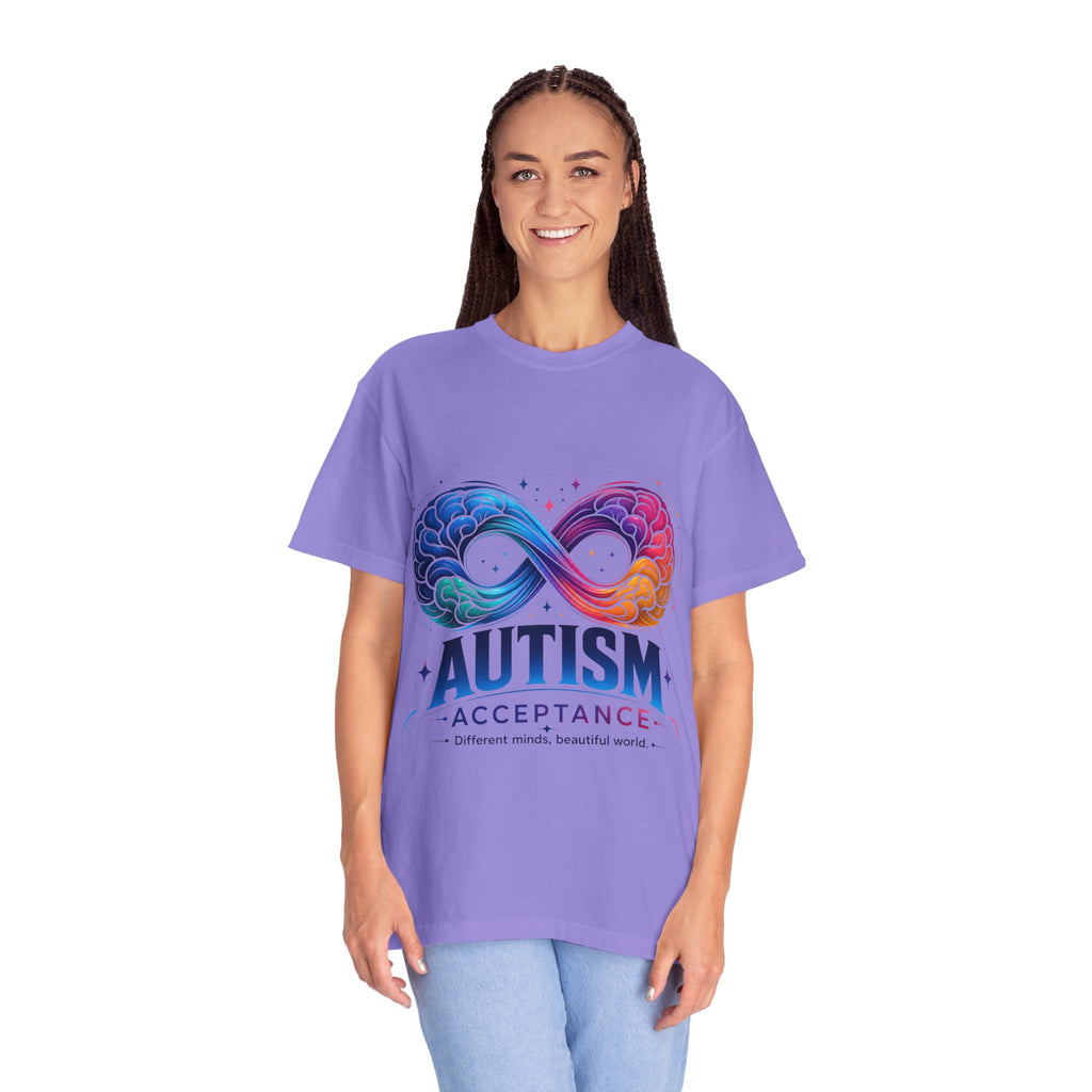 Autism Acceptance T-Shirt — Infinity Puzzle Rainbow Design