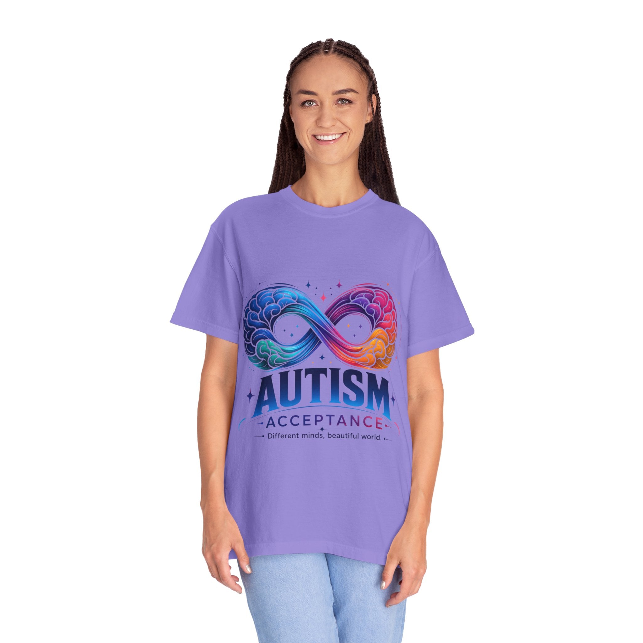 Autism Acceptance T-Shirt — Infinity Puzzle Rainbow Design