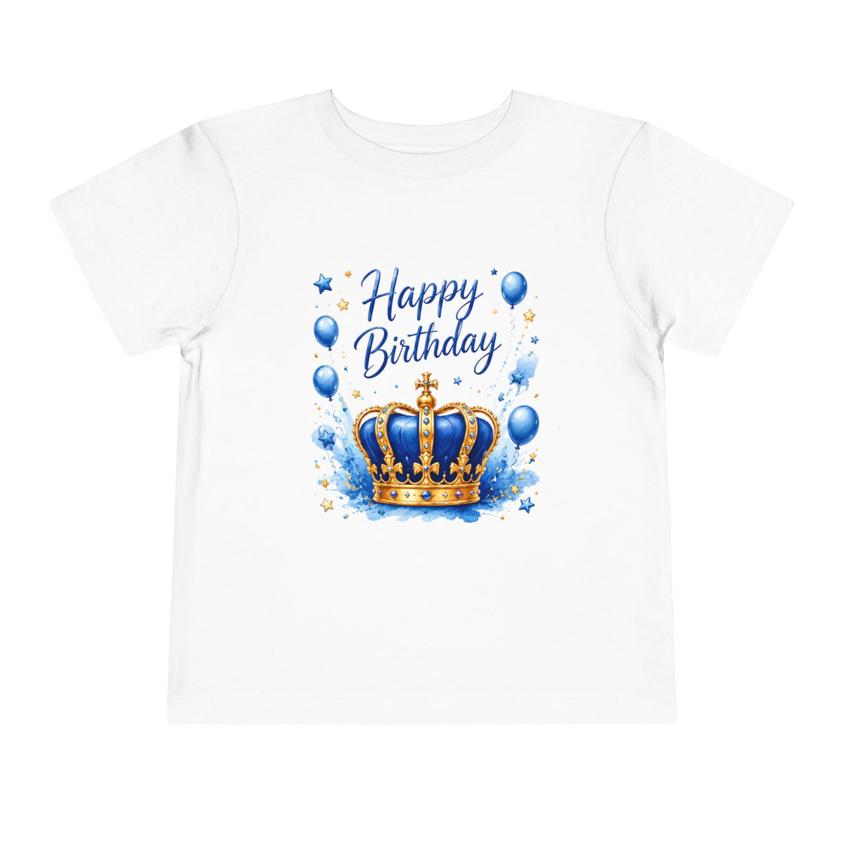 Toddler Tee - "Happy Birthday" Blue Crown Birthday Shirt