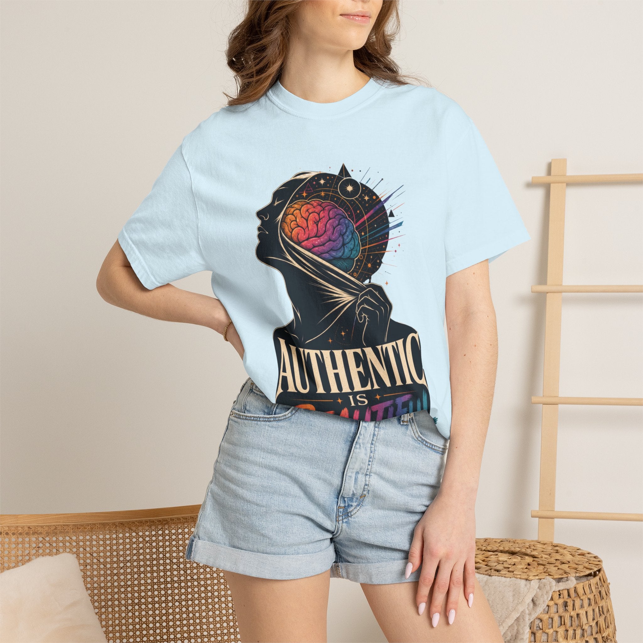 Authentic Is Beautiful Graphic T-Shirt — Pride Rainbow Mind Empowerment Tee