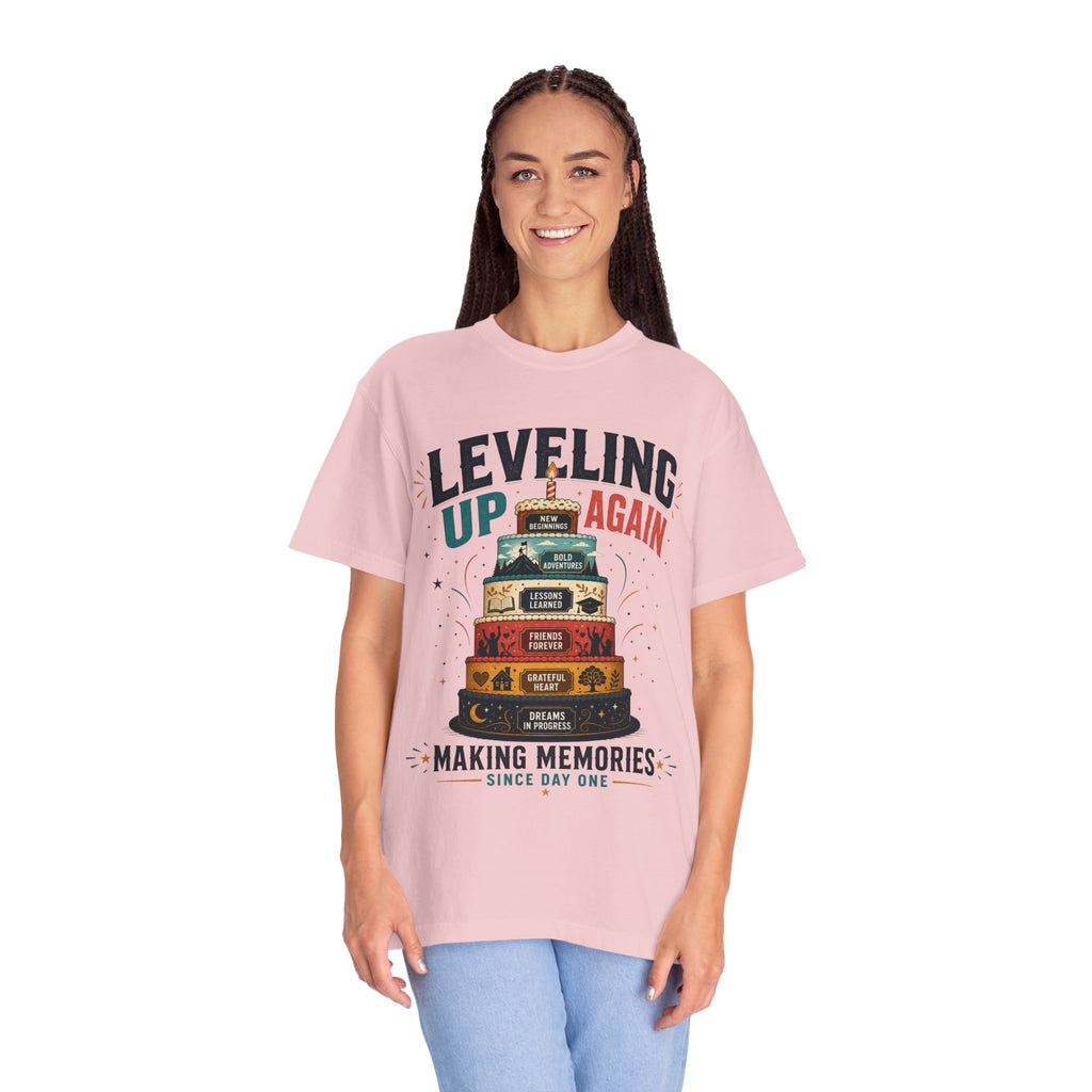 Leveling Up Again T-Shirt — "Making Memories Since Day One" Gamer Birthday Tee