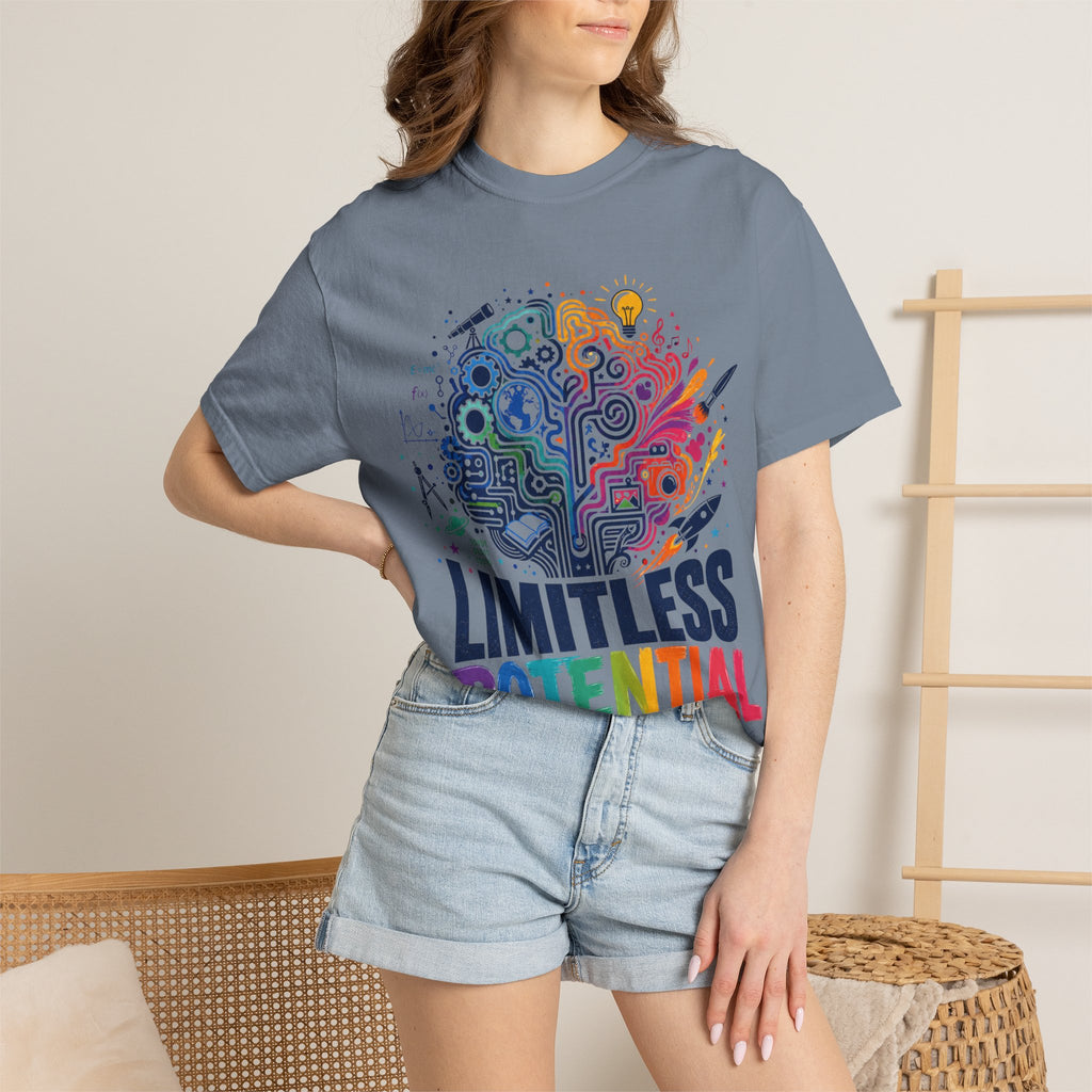Limitless Potential T-Shirt — Inspirational Brain & Rainbow Design