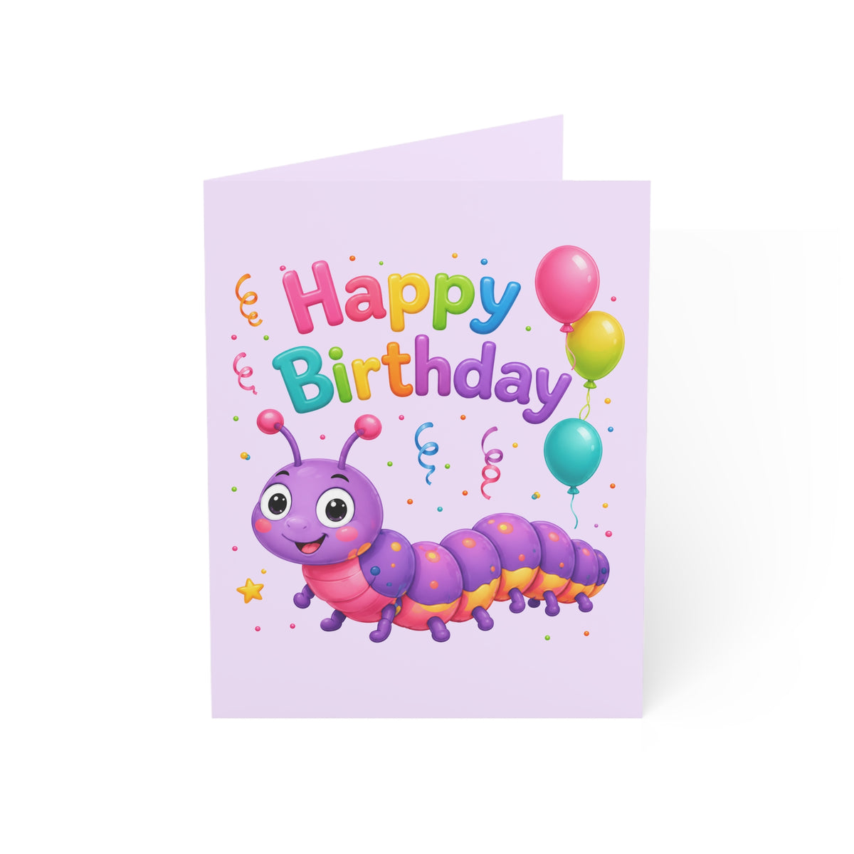 Happy Birthday Caterpillar Greeting Card — Cute Kids Birthday Card (1/10/30/50 pcs)