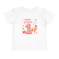1st Birthday Toddler Tee — "Happy Birthday" Pink Cookie Number 1 with Cupcakes & Ice Cream