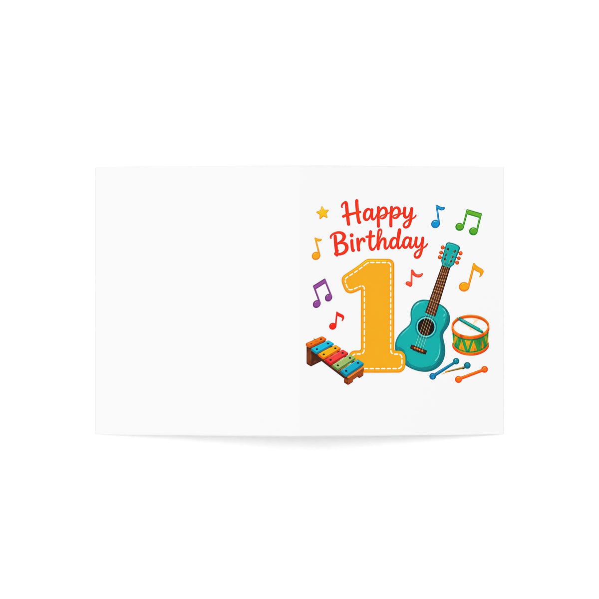 1st Birthday Musical Kids Greeting Card – Happy Birthday Number One Card (1/10/30/50 pcs)