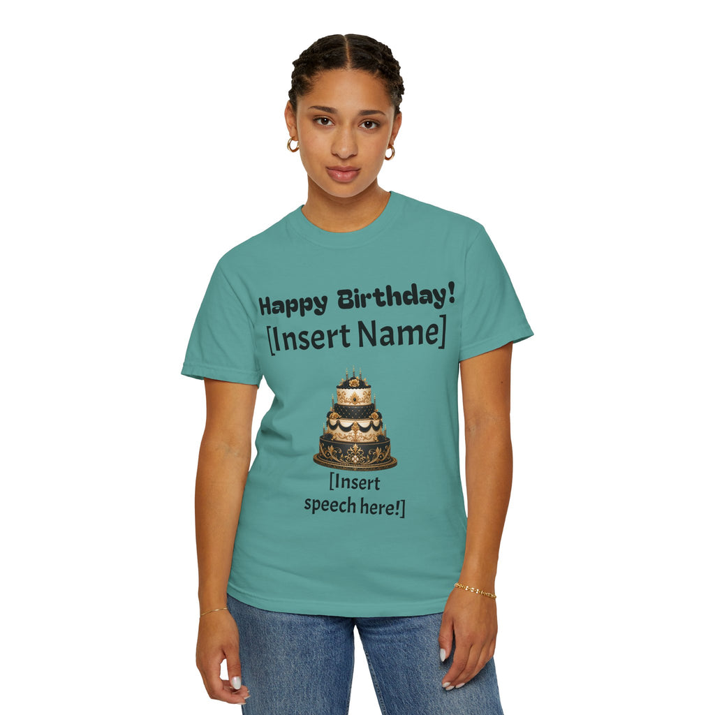 Birthday Cake Personalized T‑Shirt — "Happy Birthday! [Insert Name]" Customizable Tee