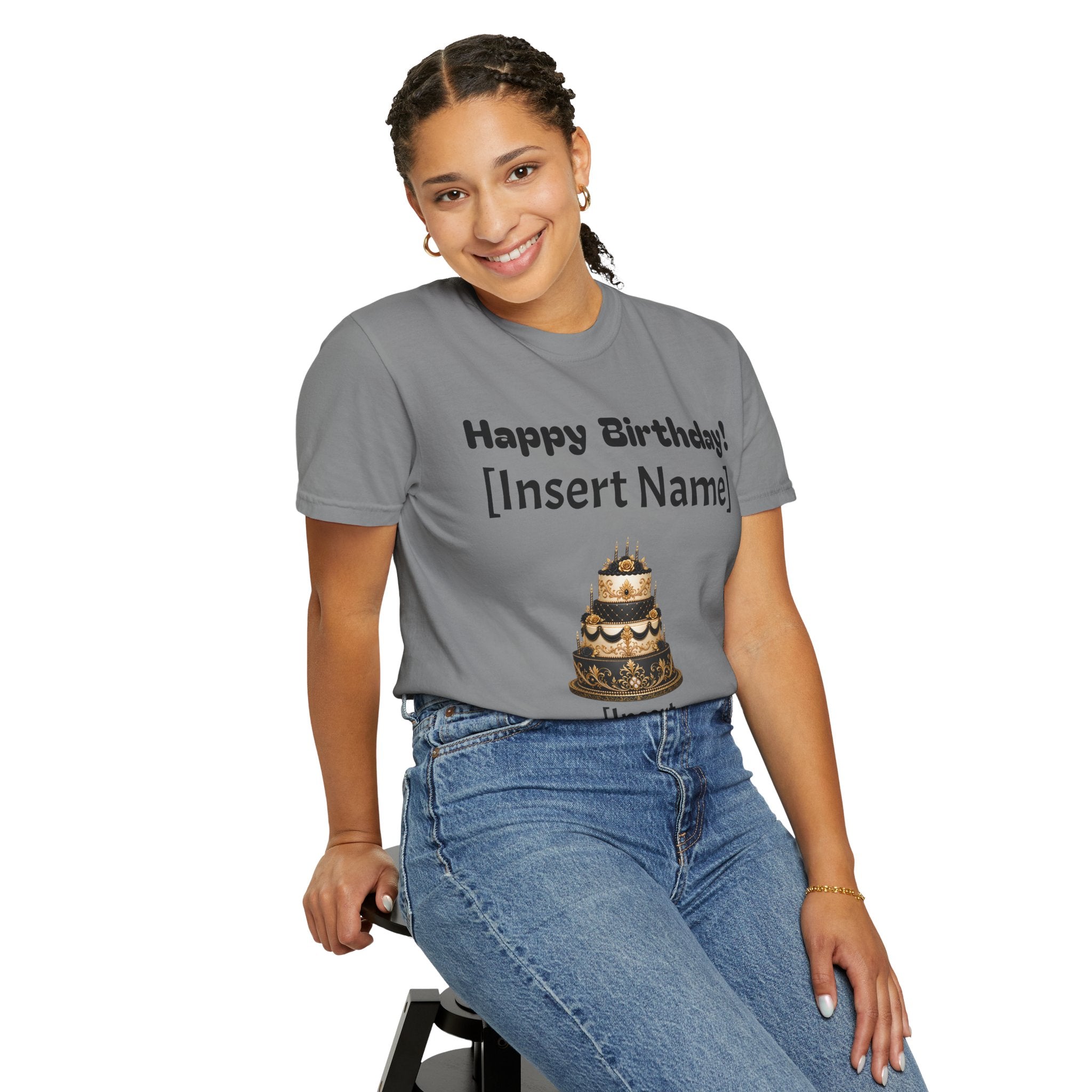Birthday Cake Personalized T‑Shirt — "Happy Birthday! [Insert Name]" Customizable Tee